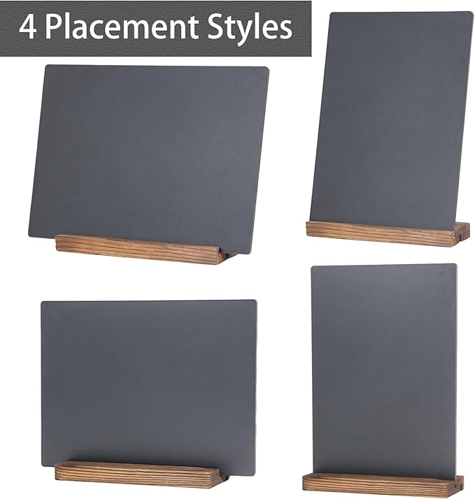 Desk Chalkboard Wood Sign Double-Sided Chalkboard with Wooden Base Decorative Chalkboards Message Blackboard (1 Pack 8.7x12)
