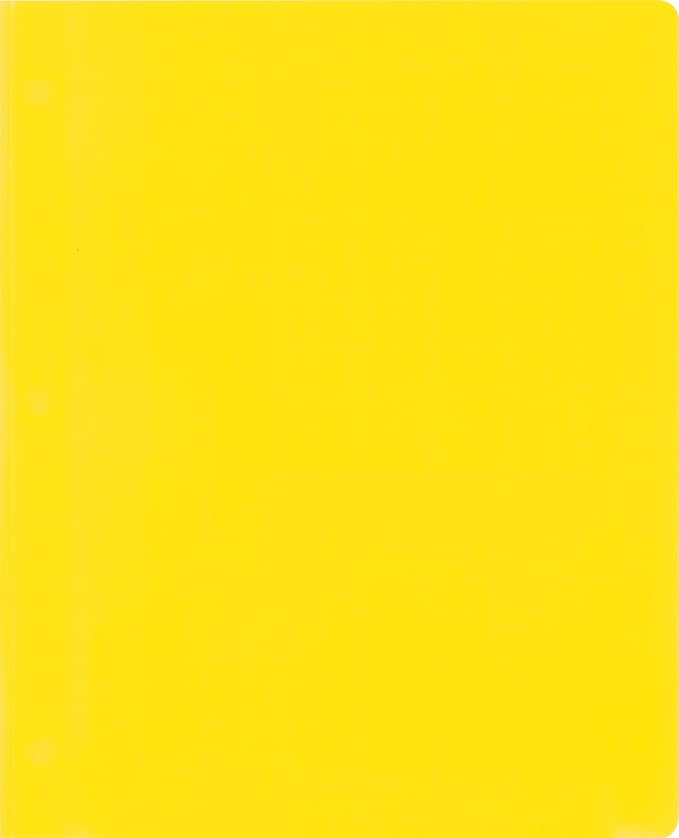 Lion 2-Pocket Plastic Folder with Fasteners, 4 Pack, Yellow (92310-YW-4P)