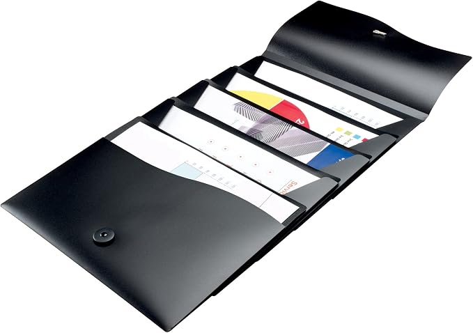Avery Slide & View Expanding File Folder, 5 Pockets, Letter Size, 1 Black Folder (73517)