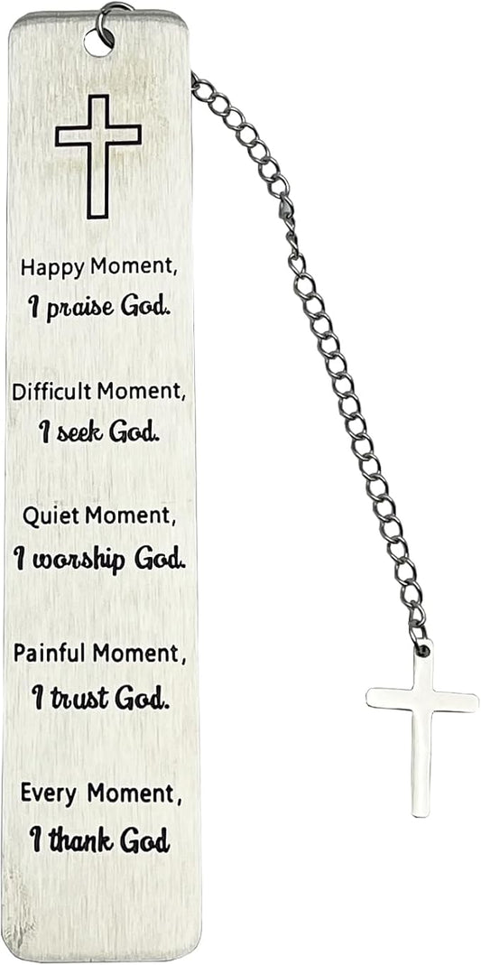 Christian Bookmark Gifts for Women Girls Boys, Inspirational Religious Book Mark Markers Faith (Happy Moment I Praise God)