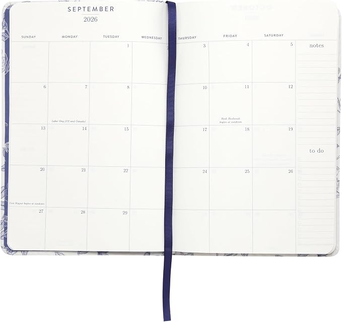 WORLD TRAVELER 2026 Planner - 6x8 Inch Weekly and Monthly Calendar Planner Agenda Book with Bookmark & Ribbon for School and Office, Size 6X8, Blue & Navy