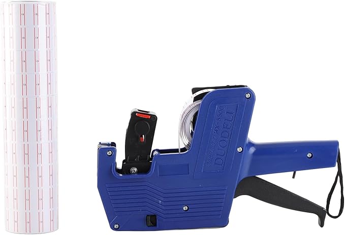 EVGATSAUTO Price Tag Machine with 10 Rolls White Label Sticker, Price Labeller Pricemarker, Price Gun with Labels Kit for Office, Retail Shop, Grocery Store