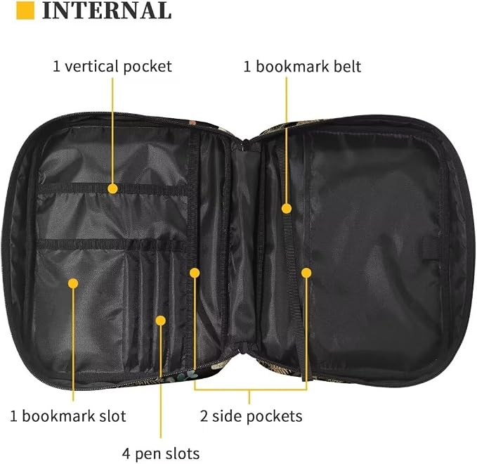 Coldinair Vintage Mushroom Bible Covers Bag for Men Women,Carrying Book Case Church Bag Bible Holder with Handle and Zippered Pocket