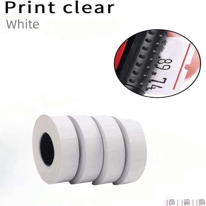 MX-5500 Price Labels, Adhesive Sticker Marker Label, 10 Rolls Sticky Paper Labels for Price and Date Guns,1 Line 5000 Labels, 1pcs Ink Roll Included White