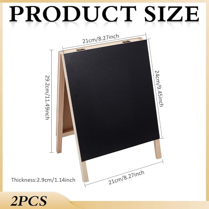 PH PandaHall 2pcs Wood Chalkboard Sign Double-Sided Tabletop Chalkboard Chalk Board Stand Sign Small Blackboard Easel for Home Office School Restaurant Business Wedding Event Decor, 11.5x8.2 Inch
