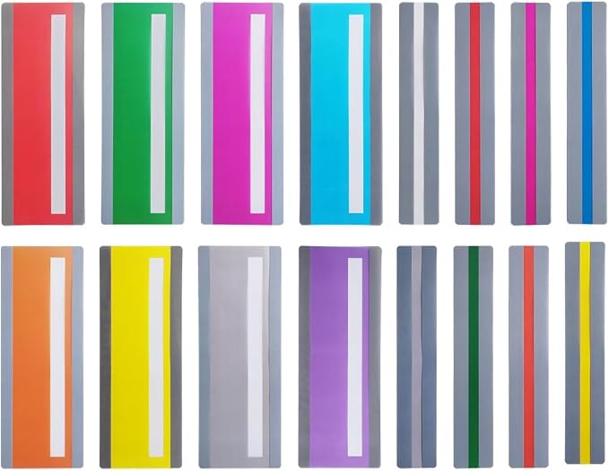 Guided Reading Strips with Colored Overlays, Line Tracking Bookmarks for Dyslexia Students, Visual Reading Aids (16 Pack)