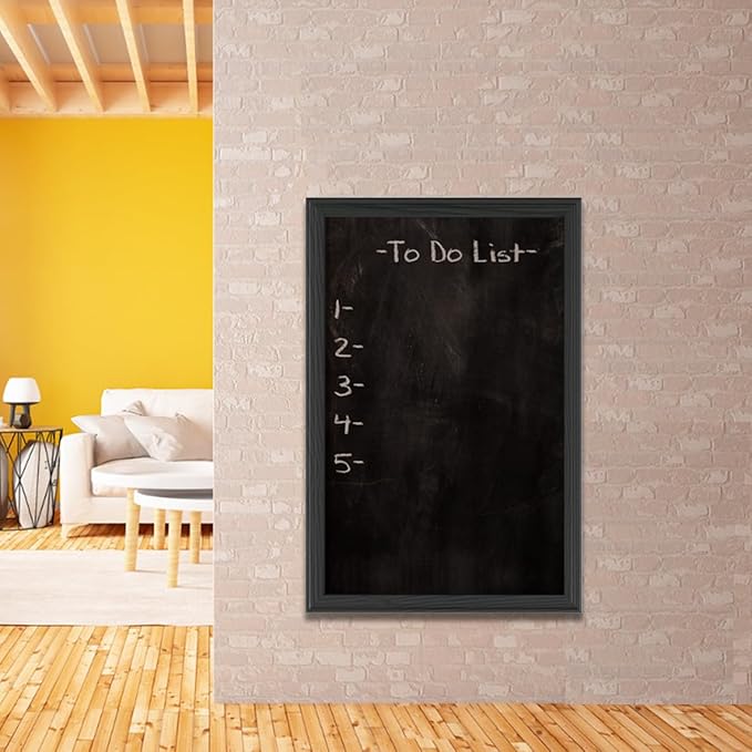 TORASO Chalkboard, Wood Frame Magnetic Chalkboard Sign, Black Wood Framed Chalk Board for Wedding, Kitchen, Bar, Restaurant, Menu & Home Decor,Large Chalkboards, 23.6" x 35.4"(BK-6090)