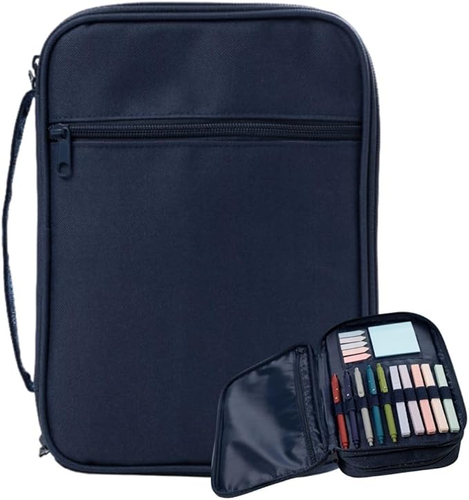 S.F. Creations Premium Bible & Book Carrying Case with Journaling Accessories - Convenient for Men, Women, Teens, and Kids, Navy (Navy)