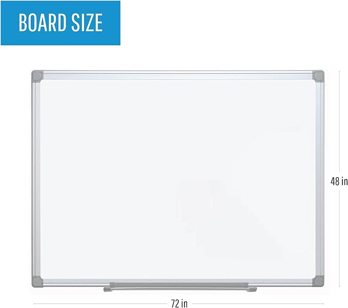 MasterVision Earth Series Double Sided Melamine Dry Erase Board, 100% Recycled Frame, Snap-On Marker Tray, 48" x 72", Aluminum Frame