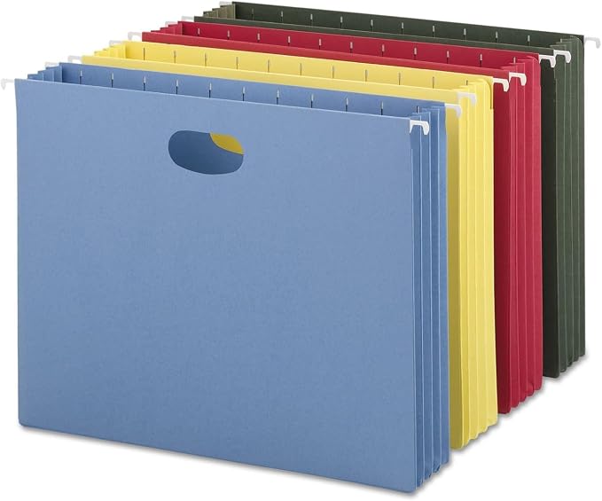 Smead Hanging Pocket with Full-Height Gusset, 3-1/2" Expansion, Letter Size, Assorted Colors, 12 per Pack (64291)