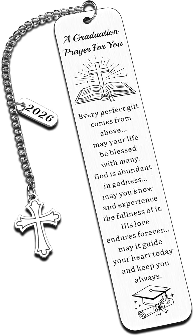 Christian Graduation Bookmark with Prayer, Faith-Based Congratulations Greeting, Religious Graduation Gift for Him or Her, Inspirational Bible Blessing Verse, 2026 Graduation Senior Bookmarks