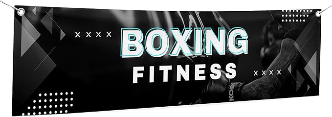 Boxing Fitness Large Banners and Signs for Outdoor by Mavis Printing-Polyester Banner with 4 Holes for Easy Hang Indoor & Outdoor|4x1 Feet HD Print Sign to Promote Church| Made in USA