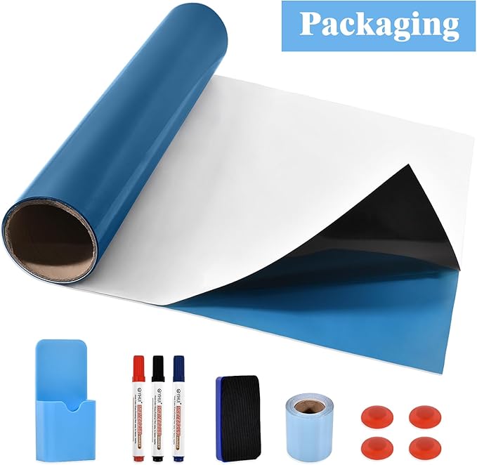 Eagles Magnetic White Board Film, 16" x 32" Dry Erase Whiteboard Paper, Self Adhesive Whiteboard for Office, Home, Conference Room Wall with Marker, Eraser, Pen Container