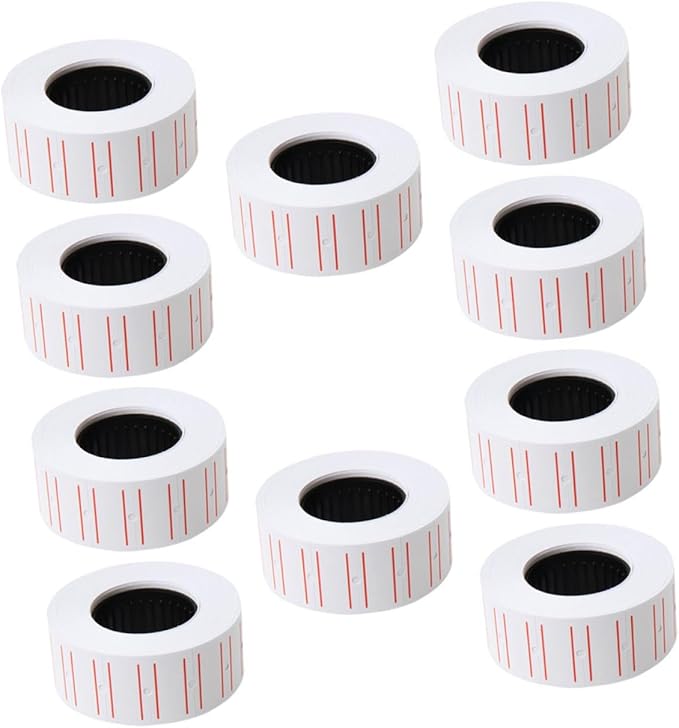 White Pricing Labels Stickers 10 Rolls 4000pcs Adhesive Removable Retail Price Marker Paper for Pricemarker Machines Grocery Shop Office Use