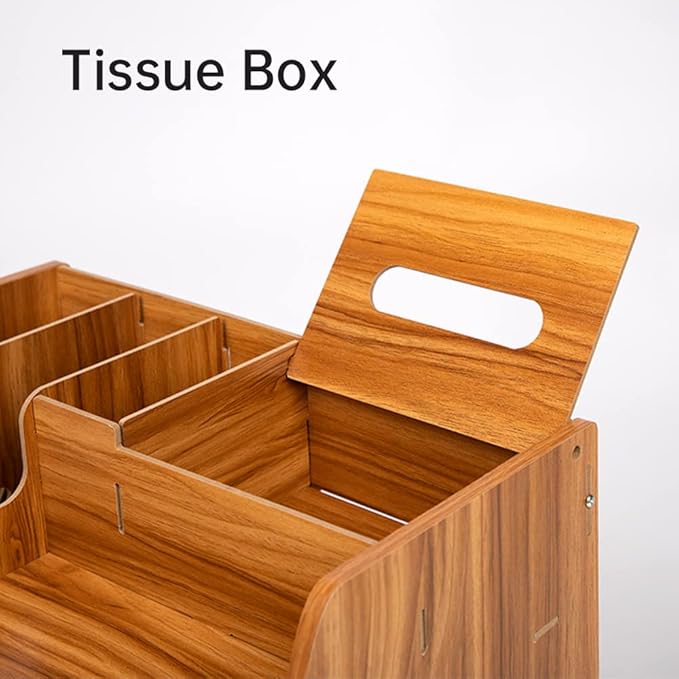 Wooden Desk Organizer - Multifunctional Home Office Art Supplies Organizer - Easy to Assemble (Light MDF Panel)