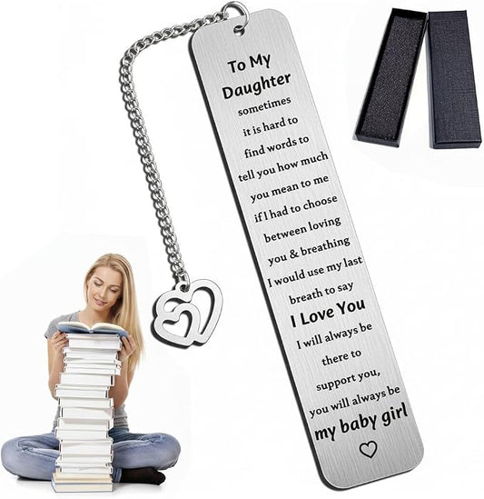 Gifts for Daughter from Mom Dad, Sentimental Birthday Gifts for Daughter, Inspirational Bookmark for Adult Daughter, Graduation Christmas Valentines Gifts for Her, I Love You Keepsake
