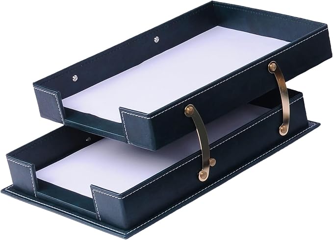 Desk Organizers - Desk Accessories - Leather Desk Organizer - Bonded Leather Desk Set - Home Office Accessories - Desk Supplies - Leather Desk Set - Office Accessories - 14 PCS (Green)