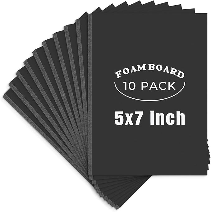 AUEAR, 10 Pack 5x7 Black Foam Boards, Foam Core Poster Board for Display, Mounting, Print, Presentation and Projects, 3/16'' Thick