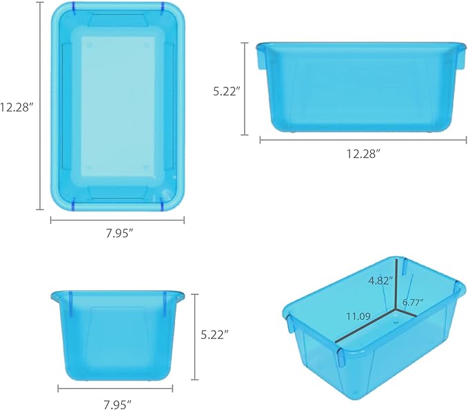 Storex Small Cubby Bin, 12.2 x 7.8 x 5.1 Inches, Candy Teal, 5-Pack (62480U05C)