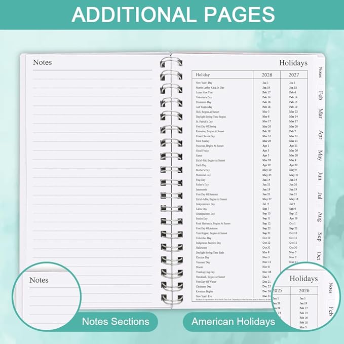 2026 Pocket Planner/Calendar - January 2026 - December 2026, A6 Weekly & Monthly Organizer Notebook & Journal to Track Goals, Easy to Organize Your Daily Life, 3.75" x 6.75", Teal