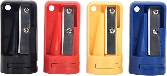 4 Pack Multicolor Carpenter Pencil Sharpener- Manual Pencil Sharpener for Flat Carpenter Pencils, Portable Pencil Sharpening Tool Pencil Sharpeners Writing and Correction Supplies