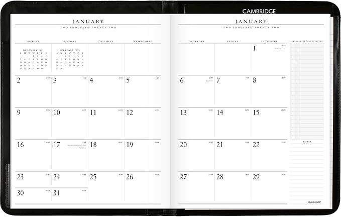 AT-A-GLANCE 2022 Monthly Padfolio by AT-A-GLANCE, 9" x 11", Large, Executive, Black (7029005)