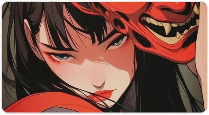 Large Mouse Pad Gaming Japanese Female Samurai Anime Girl Cool Big Computer Desk Mat Desk Pad for Keyboard and Mouse Mat Non-Slip Base 40X75cm, Style