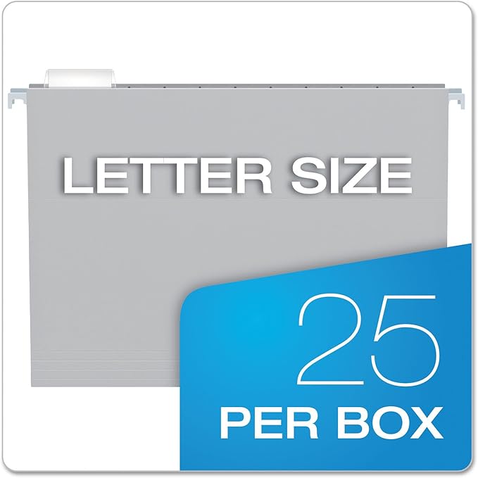 Pendaflex Recycled Hanging Folders, Letter Size, Gray, 1/5 Cut, 25/BX (81604)