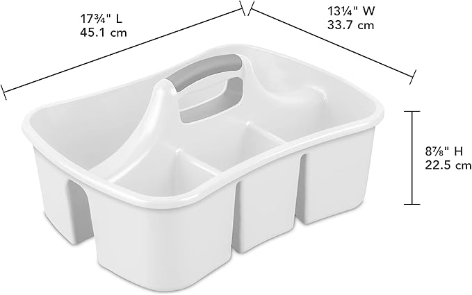 Multipurpose Easy-Carry Plastic Utility Caddy - Durable Handy Storage Organizer for Home Kitchen Bathroom Office Garage, White