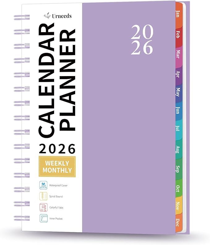2026 Planner - 2026 Planner Weekly and Monthly from Jan. 2026 - Dec. 2026, Calendar Planners 2026 with Inner Pocket, Colorful Tabs, Planners for Women, 8.5" x 6.4" - Purple