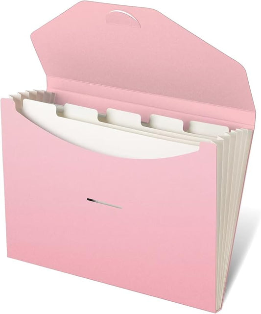 Expanding File Folder Accordion Folders ECO Friendly 6 Pocket Organizer Pink