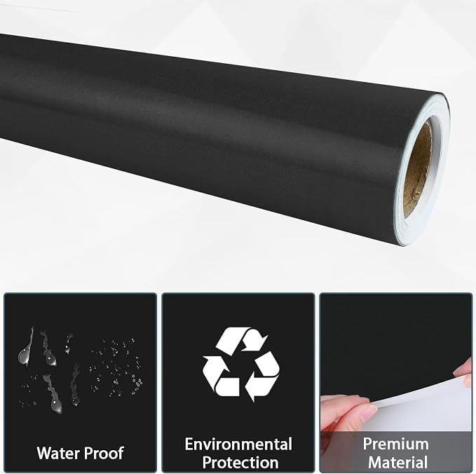 Black Bulletin Board Paper Roll - Fade Resistant Background for Classroom, Home Wall, Education Decoration - Poster Art Craft Supplies 17.7in x 20ft