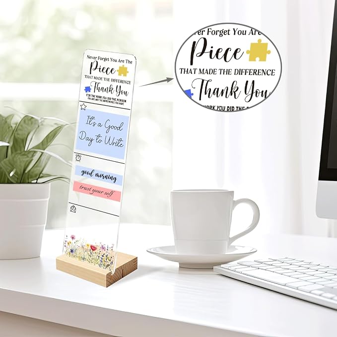 Sticky Note Holder Acrylic Monitor Memo Board Desk Organizers and Accessories Desk Decor Post It Note Holder with 200Pcs Sticky Notes Thank You Appreciation Office Desk Sign
