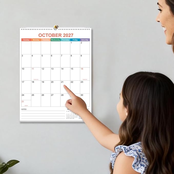 2026-2027 Calendar - Wall Calendar 2026-2027 from July 2026 - December 2027, 18 Months Calendar with Twin-Wire Binding & Hanging Hook, 8.5" x 11", Vertical Calendar, Colorful