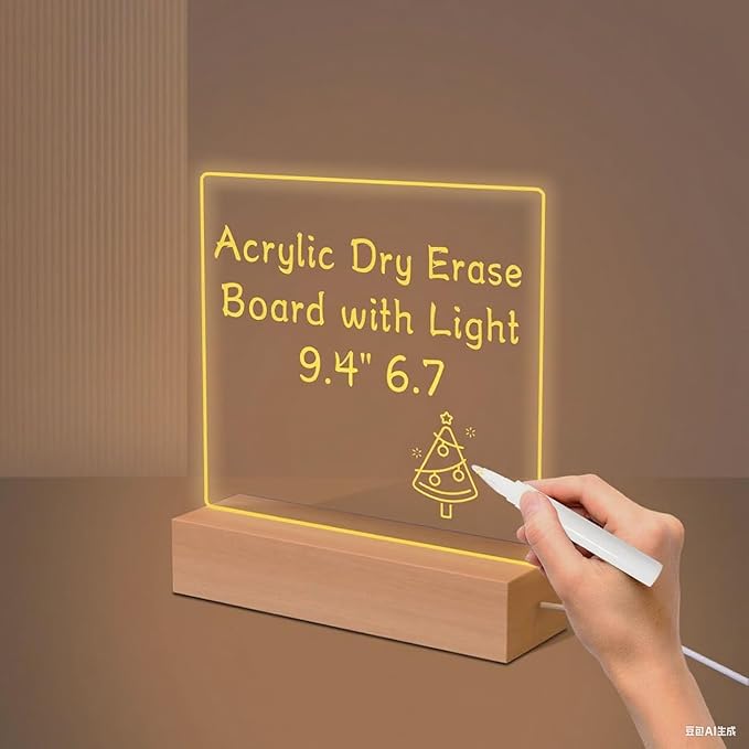 7 Color Rectangle Display Pedestal with Acrylic, 9.4" x 6.7" Led Note Board Best Gift for Mother'sDay/Father'sday/Birthday/Wedding/Anniversary