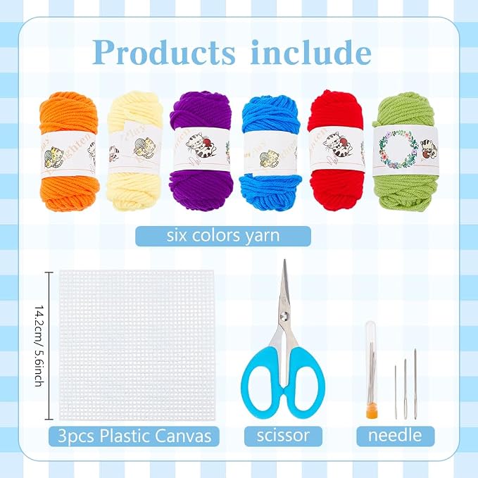 FREEBLOSS 8 Set DIY Rainbow Plastic Canvas Bookmarks Kit Plastic Cross Stitch Sheets Mesh Canvas Sheets for Crafts Bookmark Making Kit for Friends Reading Gift