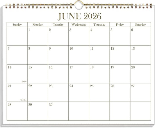 2026-2027 Calendar - 2026-2027 Wall Calendar from June 2026 - December 2027, 19 Months Calendar with Premium Paper, Twin-Wire Binding & Hanging Hook, 8.5" x 11", Golden