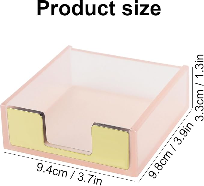 MultiBey Sticky Notes Memo Pad Holder Dispenser Rose Gold with Pink Desk Supplies Organizer Accessories for Office Home Schools (Pink)