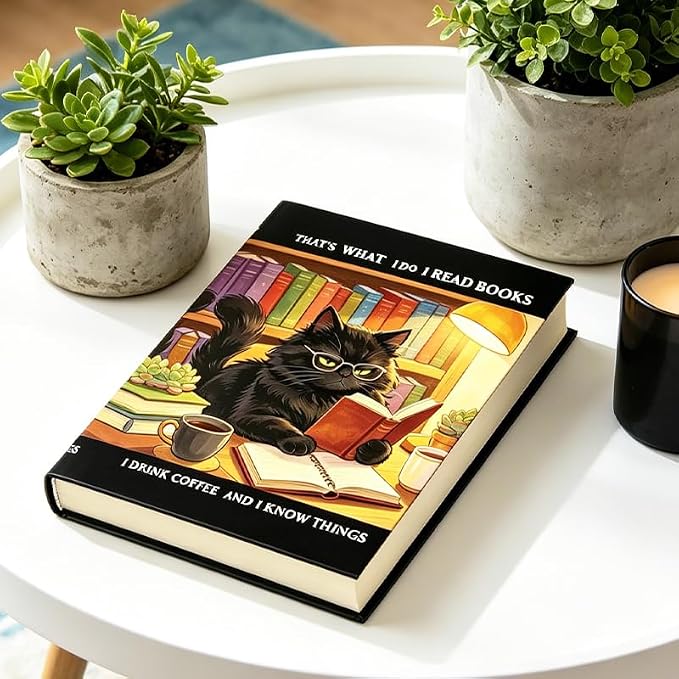 Learning Cat Patern Stretchable Book Cover 15.7"x9.8", Elastic Washable Book Protector for Hardcover Textbooks Paperbacks, Reusable Polyester Book Sleeve for Women
