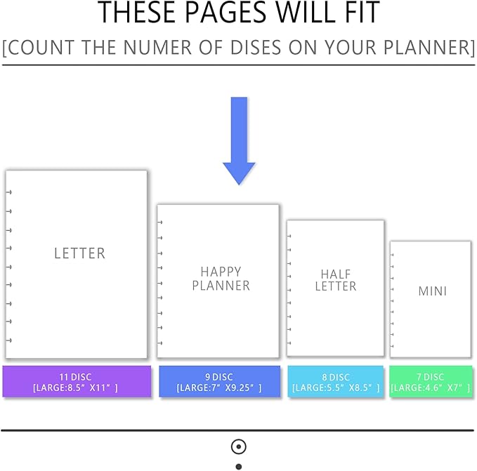 Insert for 9-Disc Classic, Color Password Tracke，Pre-punched Inserts, Refill Calendar