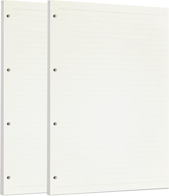 Zelten 2 Pack A4 90 Sheets/180 Pages Lined Loose Leaf Punched Paper Refills Paper for 4 Hole Binder Personal Organizer Diary Notebook Refillable Planner