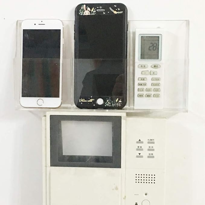 Acrylic Wall Mount Desk Organizer Storage Box for Cell Phones Holder in Home Office (3 Grid)