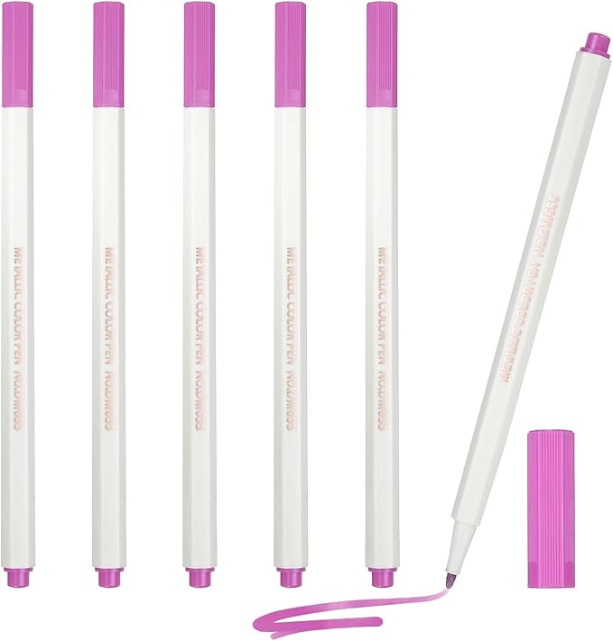 PATIKIL Metallic Marker Pens, 6Pcs Permanent Markers Medium Tip Quick Dry Paint Pen on Plastic Wood Stone Glass Canvas DIY Crafts Art Supplies for Drawing Writing Marking, Rose Red