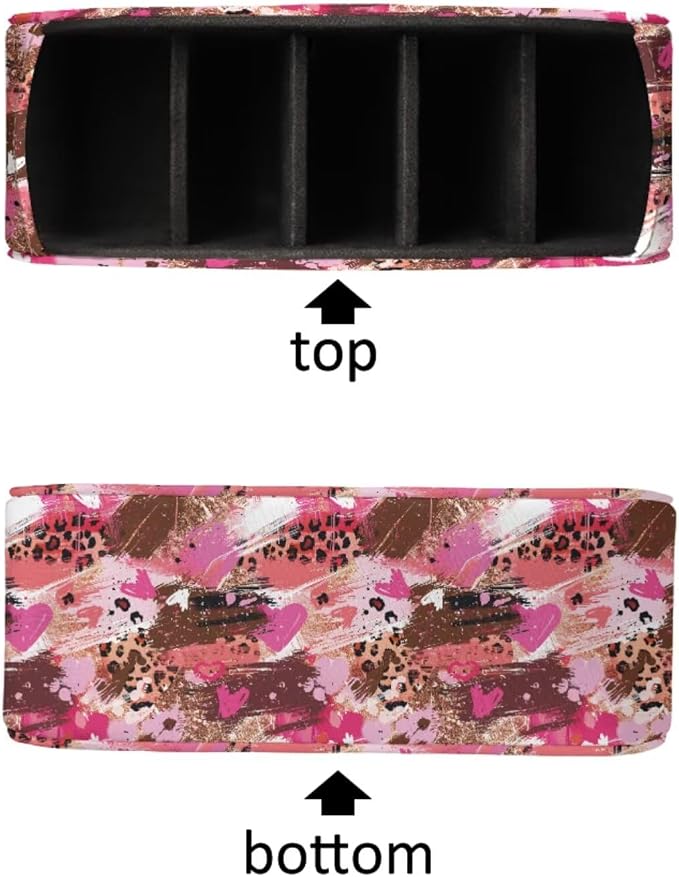 Graffiti Heart Leopard Remote Control Holder with 5 Compartments, Office Desk Organizers TV Stand Decor/Bedside Table Accessory Remote Caddy, Storage for Cosmetic Brushes
