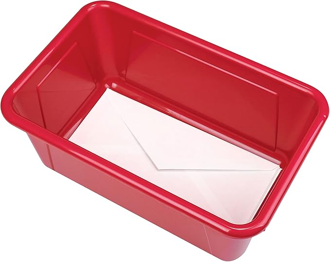 Storex Small Cubby Bins, Pack of 5, 12.2 x 7.8 x 5.1 Inches, Red (62415U05C)