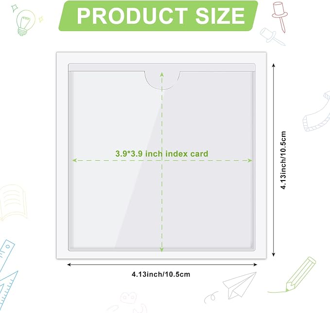 30 Pack Self-Adhesive Index Card Pockets with Top Open for Loading - Ideal Index Card Holder for Organizing and Protecting - Crystal Clear Plastic (4.13 x 4.13 Inches)