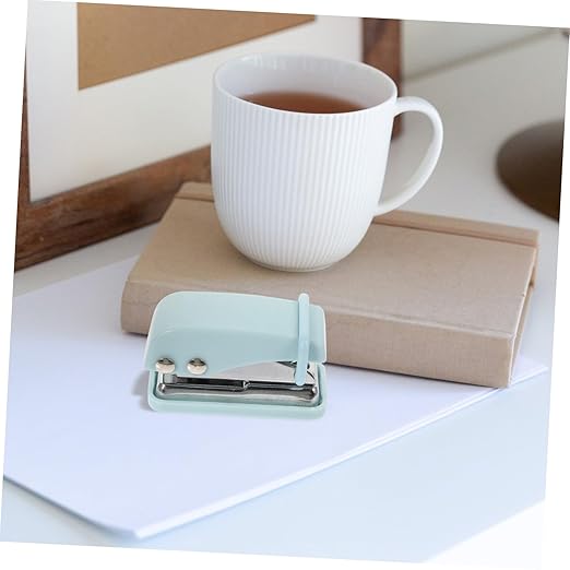 Uonlytech Mini Hole Puncher for Office Supplies Small Lightweight Stapler for School Portable Desk Accessory in Design