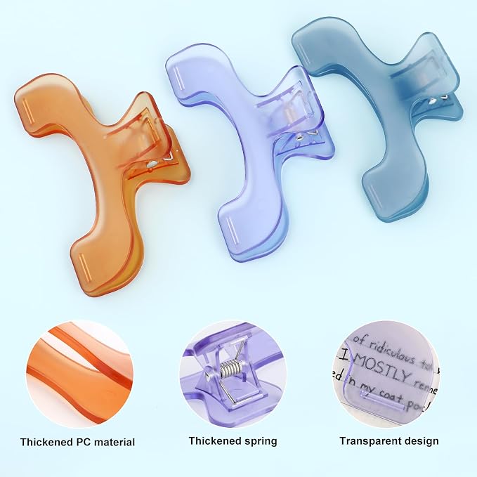 3 Pcs Book Clips,3 Colors Strong Page Holders for Reading,Portable Book Openers,Practical Book Page Markers for Teachers,Students,Office,and Home(Color C)