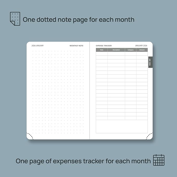 POPRUN Pocket Monthly Planner 2026-2027 (Pocket- 4''x 6.25'' Soft Leather Cover) - 18 Month Calendar Book for Purse (Jan.2026 - Jun. 2027), 100 GSM Thick Paper - Green