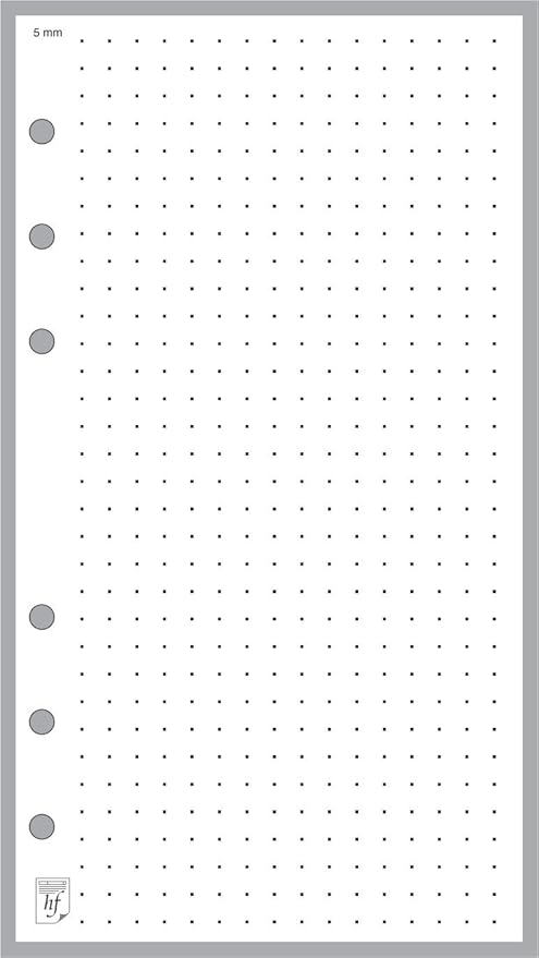 Personal Size 5mm Dot Grid Paper Refill, Sized and Punched for Filofax Personal Notebook (3.7" x 6.75")